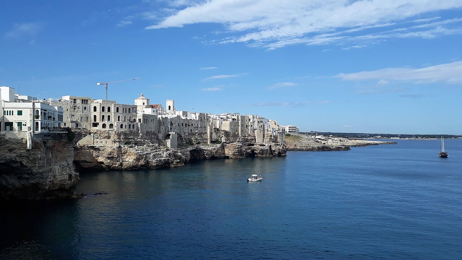 Polignano a Mare white cliffs above the Adriatic Sea